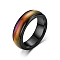 Mood Ring, Temperature Change Color Emotion Feeling 201 Stainless Steel Plain Ring for Women, Black, US Size 7(17.3mm)