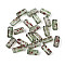 Picasso Transparent Glass Bugle Beads, Olive Drab, 9x4.5mm, Hole: 1mm, about 1500pcs/pound