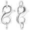 1Pc Rhodium Plated 925 Sterling Silver Double Opening Lobster Claw Clasps, with 2Pcs Open Jump Rings, with S925 Stamp, Platinum & Silver, 13x8.5x3mm, Hole: 4mm
