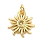 Sun Brass Micro Pave Cubic Zirconia Pendants, Rack Plating, Long-Lasting Plated, Cadmium Free & Lead Free, Golden, with Jump Ring, Yellow, 15x14x2.5mm, Hole: 3.3mm