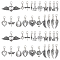 40Pcs 20 Styles Wing Alloy Pendants Decoration, with Alloy Lobster Claw Clasps, Antique Silver & Platinum, 24~26mm, 2pcs/style