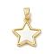 Brass Pave Natural White Shell Star Charms, Rack Plating, Long-Lasting Plated, Cadmium Free & Lead Free, Real 18K Gold Plated, 15x13.5x2mm, Hole: 5x3mm