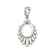 Oval Brass Pendant Cabochon Settings, Platinum, Tray: 13mm, 28.5x17x2.5mm, Hole: 8mm