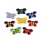 Glass Beads, Butterfly, Golden Metal Enlaced, Mixed Color, 11x19~19.5x5mm, Hole: 1.2mm