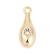 Brass Micro Pave Cubic Zirconia Pendants, Flower, Golden, Golden, 15.5x6x4.5mm, Hole: 1.2mm