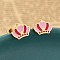 304 Stainless Steel Enamel Stud Earrings, Real 18K Gold Plated, Crown, 7.7x10mm