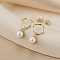 925 Sterling Silver Dangle Stud Earrings, Half Round, with Natural Freshwater Pearl, Real 14K Gold Plated, 19x10mm