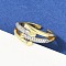 Brass Micro Pave Cubic Zirconia Open Cuff Ring for Women, Rack Plating, Long-Lasting Plated, Lead Free & Cadmium Free, Real 18K Gold Plated, 10mm, Inner Diameter: Adjustable