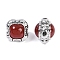 Brass Pave Natural Carnelian(Dyed & Heated) Beads, Square, Platinum, 13x13x12.5mm, Hole: 2.3mm