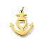 304 Stainless Steel Pendants, with Jump Ring, Anchor Charm, Laser Cut, Ion Plating(IP), Real 18K Gold Plated, 17x15x1mm, Hole: 3mm