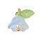 Glass Charms, Flower, with Acrylic & Plastic Imitation Pearl Beads & Golden Brass Loop, Light Sky Blue, 13.5x13x11mm, Hole: 2mm