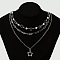 Zinc Alloy and Imitation Pearl Star Pendant 3 Layer Necklaces for Women, White, Platinum, 15.75 inch(40cm)~19.69 inch(50cm), 3pcs/set