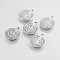 Non-Tarnish 304 Stainless Steel Pendants, Flat Round with Saint Benedict, Stainless Steel Color, 15x12x1.5mm, Hole: 0.8mm