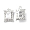 Brass Micro Pave Clear Cubic Zirconia Charms, with Glass, Rectangle, Platinum, 12x8.5x3.5mm, Hole: 1.2mm