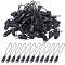 100pcs Plastic Cord Mobile Straps with Detachable Buckle, Black, 7.4cm