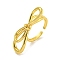 Brass Cuff Rings for Women, Cadmium Free & Lead Free, Real 18K Gold Plated, Bowknot, Inner Diameter: 18mm