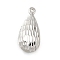 Brass Pendants, Cadmium Free & Nickel Free & Lead Free, Teardrop Charms, Faceted, Platinum, 23.5x10x9.5mm, Hole: 1.4mm