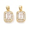 Brass with Clear Cubic Zirconia Charms, Rectangle Charms, Real 18K Gold Plated, 14x9.5x5mm, Hole: 2.8x5mm