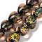 Handmade Dichroic Foil Glass Beads Strands, Heart, Chocolate, 11.5~13x12~13x8.5~10mm, Hole: 1.5mm, about 33pcs/strand, 15.08''(38.3cm)
