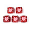 Handmade Spray Painted Lampwork Beads, Enamel Style, Square & Heart, Crimson, 15~16.5x14.5~15.5x7~9.5mm, Hole: 1.2~1.6mm