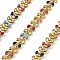 304 Stainless Steel Leaf Link Chains, with Enamel, Ion Plating(IP), Soldered, with Spool, Real 18K Gold Plated, Mixed Color, 6x5.5x1.5mm, 10m/roll