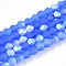 Imitation Jade Bicone Frosted Glass Bead Strands, Half AB Color Plated, Faceted, Royal Blue, 2.9~3.3x2.5mm, Hole: 0.7mm, about 135~140pcs/strand, 38~40cm
