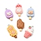 Opaque Resin Pendants, Ice Cream, Platinum, 32~35x17x6~7mm, Hole: 2mm