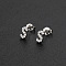 Brass Micro Pave Clear Cubic Zirconia Stud Earrings, Clear, Letter S, 6.5mm