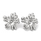 304 Stainless Steel Flower Stud Earrings, Stainless Steel Color, 20.5x19.5mm