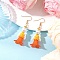 Human Handmade Glass Seed Beads Dangle Earrings, with Imitation Pearl & Acrylic, Golden, Orange, 51x16.5mm