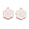 Alloy Enamel Pendants, Light Gold, Lead Free & Cadmium Free, Flower Charm, White, 21x17.5x1.5mm, Hole: 1.8mm