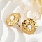 304 Stainless Steel Shell Pearl Stud Earrings, Ion Plating(IP), Flat Round, Real 14K Gold Plated, 15mm