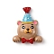 Opaque Resin Cabochons, Bear with Sky Blue Hat, Camel, 31x25x10mm