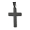 304 Stainless Steel Pendants, Cross Pendants, Black, 46.5x28x4mm, Hole: 10x7.5mm