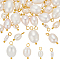 40Pcs 4 Styles Natural Cultured Freshwater Pearl Pendants, Rice Charms with Brass Loops, Seashell Color, Golden, 12~1.8mm, Hole: 2~2.5mm, 10pcs/style