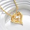 Brass Pave Clear Cubic Zirconia Heart Pendant Necklaces for Women, Real 18K Gold Plated, 16.81 inch(42.7cm)