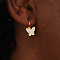 Elegant Butterfly 201 Stainless Steel Hoop Earrings, with Rhinestone, Golden, 18x10mm