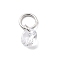 925 Sterling Silver with Cubic Zirconia Charms, with Jump Ring, Flat Round, 5.5x3mm, Hole: 3.5mm