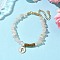 Natural White Moonstone & Electroplate Non-magnetic Synthetic Hematite Chip Beaded Bracelets, Alloy Enamel Charms Bracelets for Women, Flat Round with Cross, 7-1/2 inch(19.2cm)