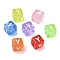 Spray Painted Transparent Acrylic Beads, Cube with Letter, Mixed Color, Letter Y, 9.5x9.5x10mm, Hole: 3.8mm, about 570pcs/500g