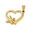 Ion Plating(IP) 304 Stainless Steel Pendants, Golden, Heart with Butterfly Charm, 21x23.5x3mm, Hole: 6x4mm