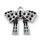 Rack Plating Alloy with Rhinestone Pendants, Bowknot, Black, 17.5x20x3mm, Hole: 1.8mm