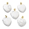 Natural Howlite Pendants, with Brass Findings, Heart, 22~23x20x5mm, Hole: 6.5x3.5mm