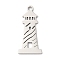 201 Stainless Steel Pendants, Tower Charm, Laser Cut, Stainless Steel Color, 20x10x1mm, Hole: 1.5mm