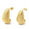 Ion Plating(IP) 304 Stainless Steel Croissant Stud Earrings, Real 18K Gold Plated, 23x13mm
