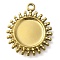 Ion Plating(IP) 304 Stainless Steel Pendant Cabochon Settings, Sun, Real 18K Gold Plated, Tray: 10mm, 19.5x17x2mm, Hole: 1.4mm