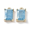 Brass Micro Pave Cubic Zirconia Charms, Cadmium Free & Nickel Free & Lead Free, Real 18K Gold Plated, Rectangle, Deep Sky Blue, 9.5x6x3mm, Hole: 1.2mm