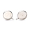 Non-Tarnish 304 Stainless Steel Stud Earring Settings, Flat Round, Stainless Steel Color, Tray: 8.5mm, 10x2mm, Hole: 1.5mm, Pin: 1mm