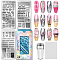 Stainless Steel DIY Nail Art Templates, with Plastic Nail Art Image Templates, Mixed Shapes, 12x6cm