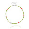 Bohemian Daisy Flower Glass Seed Beaded Necklaces with Alloy End Chains, Yellow Green, 15.75 inch(40cm)